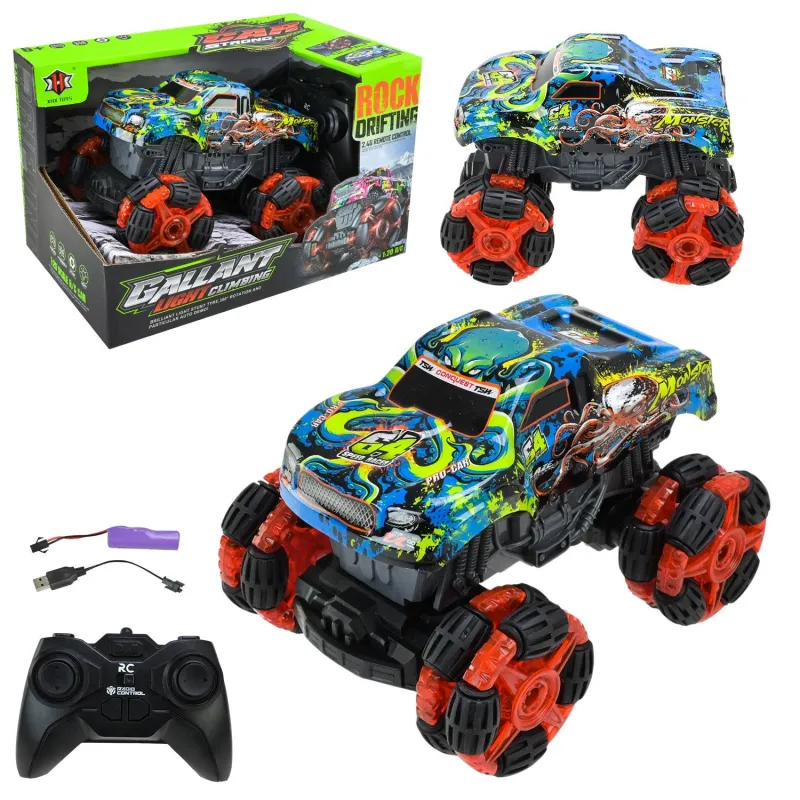 Гоночный джип на радиоуправлении XHX Toys 1:20 внедорожник на роликовых колесах с аккумулятором и светом