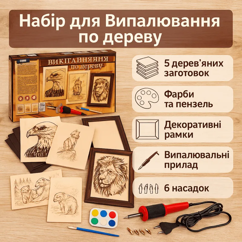 Набір для творчості Danko toys Випалювання по дереву 5 заготовок