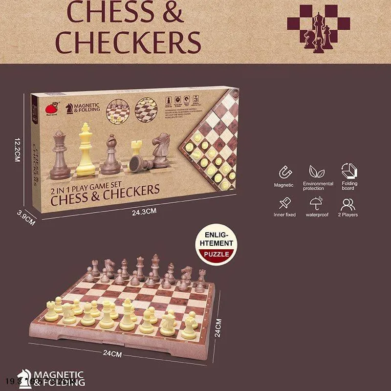 Шахи магнітні арт. 2258 (48шт) 2 в 1 короб. 24, 3*3, 9*12, 2см