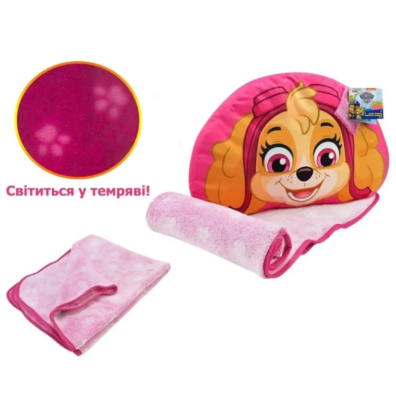 М'яка іграшка з пледом Paw Patrol арт. KH70/002L (8шт) подушка 44*29*7см плед 118*80см світиться в темряві