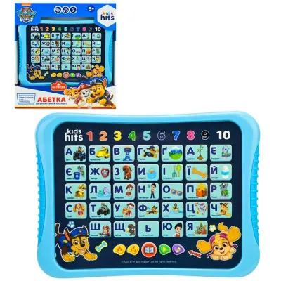 Планшет Kids Hits арт. KH01/014L (48шт)"Абетка." Paw Patrol батар., звук , короб. 25*27*4см.