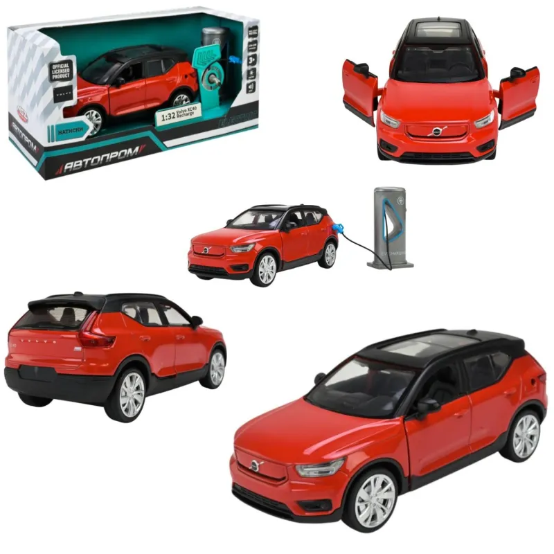Іграшка машина мет. АВТОПРОМ арт. 68703 (32шт) 2кольори 1:32 Volvo XC40 Recharge, батар., світло, звук, відкр.двері,