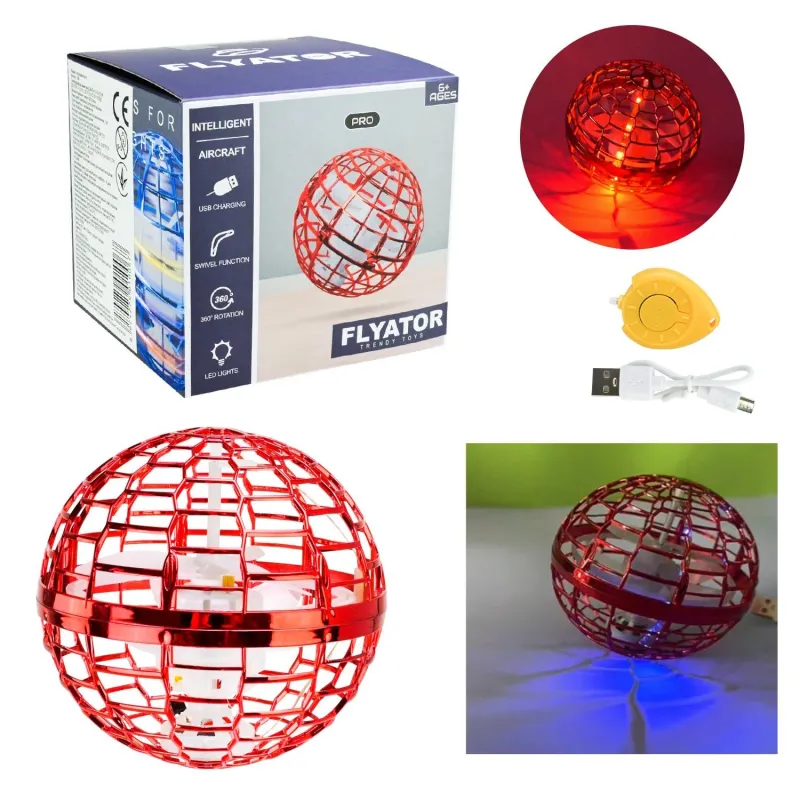 Літаючий шар іграшка Flyator Trendy Toys 10см сфера з підсвічуванням реагує на рухи рук, червоний