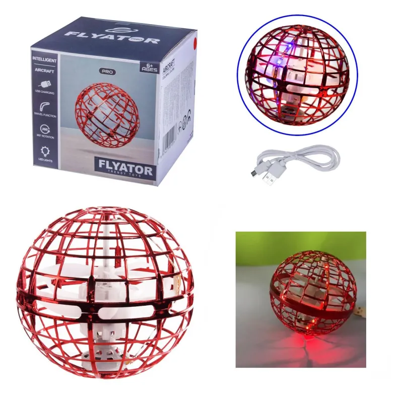 Літаючий шар іграшка Flyator Trendy Toys 10см сфера з підсвічуванням реагує на рухи рук, червоний