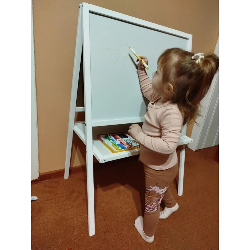 Мольберт 2-стор. з полицею, магнітний 100*66см (поле 60*45см), фарбований білий