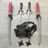 Игровой набор Ниндзя Ninja Set 2 меча, 2 кинжала, сюрикены-звездочки, плечевой чехол-держатель оружия