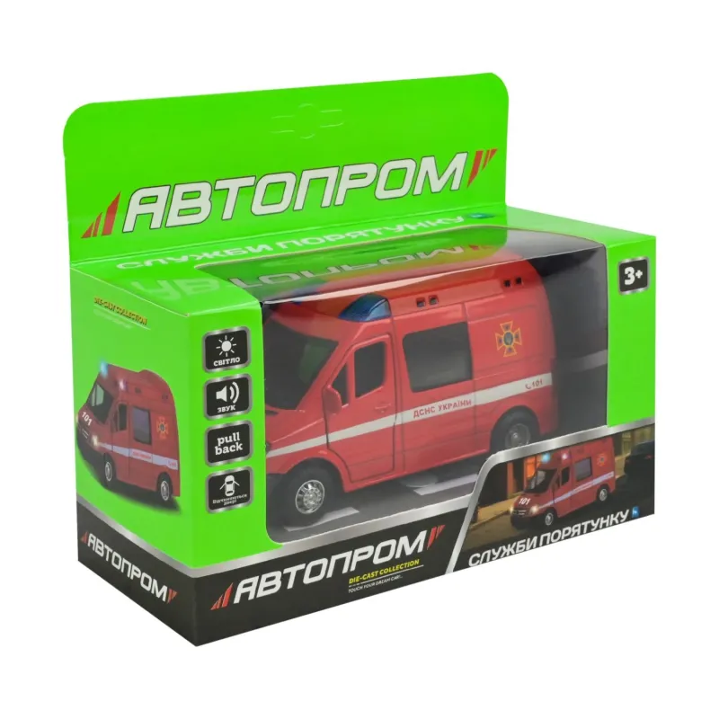 Машина мет. АВТОПРОМ арт. AP7545 (108шт/2) “Пожежна охорона” батар.,світло,звук,у короб.17*14*6,5см