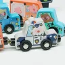 Магнітні дерев’яні машинки WToys 49325 — набір спецтехніки з тваринками, 1+ років