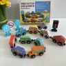 Магнітні дерев’яні машинки WToys 49325 — набір спецтехніки з тваринками, 1+ років