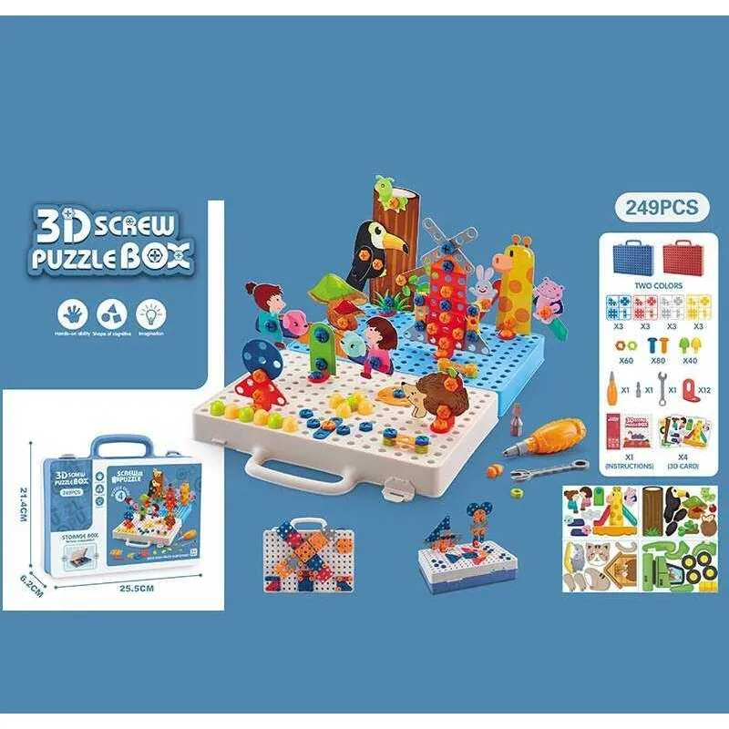 Игра "Магические пластины" 2в1 плоские+обьемные, животные, в кор. 25,5*6,2*21,4см /36-3/