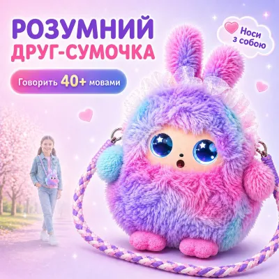 М’яка іграшка сумочка з Ai арт. 29572A (4226/BB-1219) рожевий (12шт) штучний інтелект 1 колір, короб. 14*10*21,5см