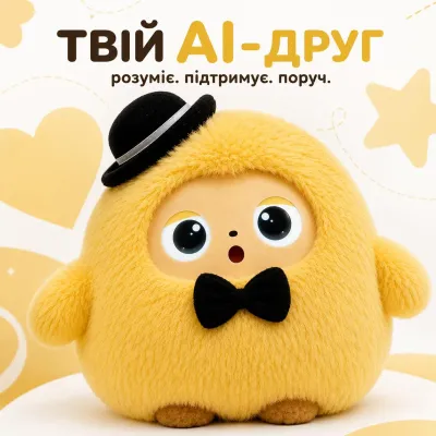 Мягкая интерактивная игрушка с Ai "Star Toys" искусственный интеллект, диалог, распознавание эмоций, желтая