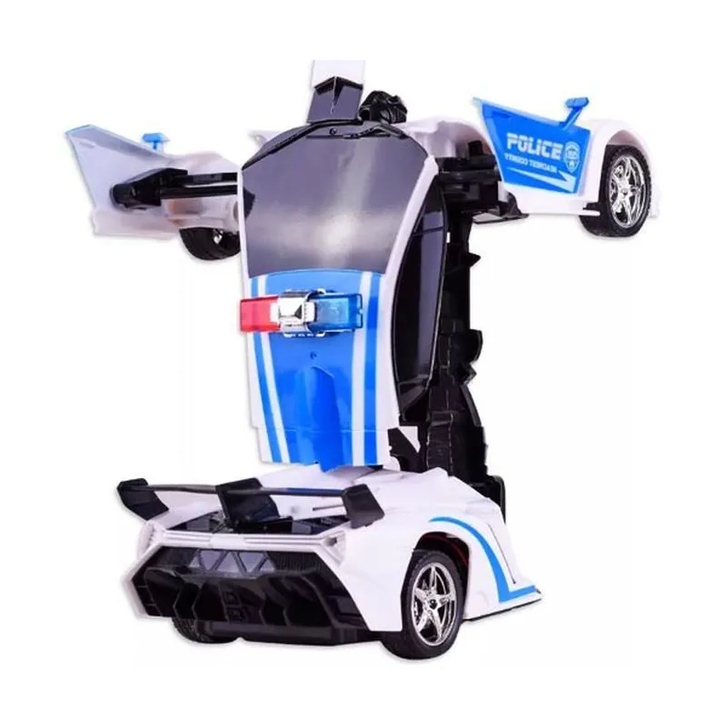 Машинка трансформер на пульті Робот-поліцейський Lamborghini Robot Car легка трансформація з підсвічуванням