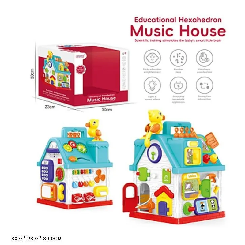 Бізіборд Будиночок Musik House ігровий центр Музичний будиночок 30см всі панелі активні