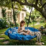 Подвесные качели гамак круглые синие 90 см кресло-гамак с металлическим каркасом для дома и сада до 150 кг