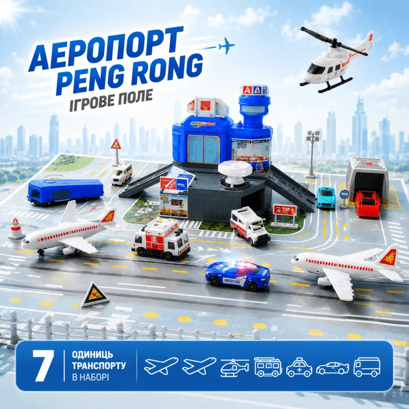 Аэропорт Peng Rong игровое поле 36см самолеты, вертолет, машины спецслужб
