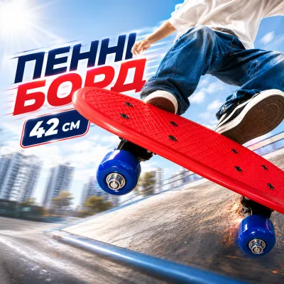 Пенни борд ToyCloud Красный 42 см JP-HB-10V