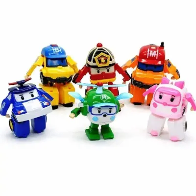 Робокар Полли Star Toys 6 робокаров в наборе: Полли, Эмбер, Хелли, Рой и горноспасательная команда Марк и Бакки