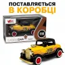 Іграшкова ретро машинка Ford Model B 1932 жовта 11,5 см 1:36 — металева модель зі світлом, звуком та інерціє