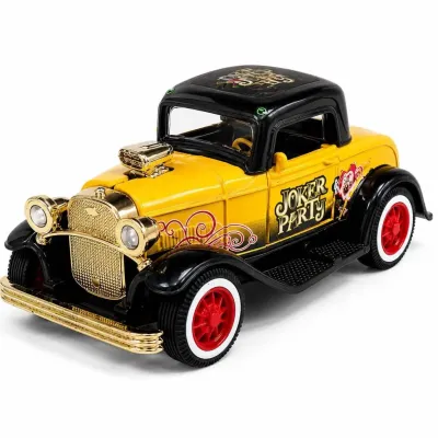 Іграшкова ретро машинка Ford Model B 1932 жовта 11,5 см 1:36 — металева модель зі світлом, звуком та інерціє