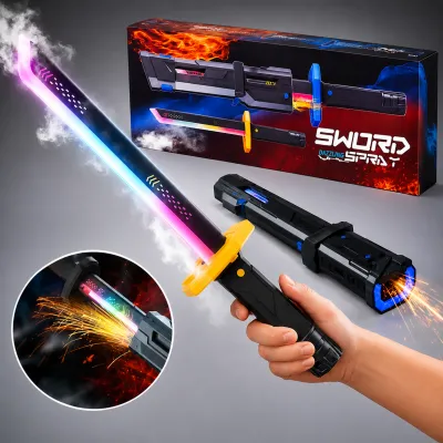Световой меч Sword Dazzling Spray с эффектом дыма и безопасными искрами 45 см детский клинок с LED-подсветкой и звуком