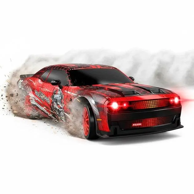 Радиоуправляемый маслкар Red Rally Dodge Challenger 1:24 4WD красный дрифтовый суперкар на аккумуляторе с подсветкой и USB