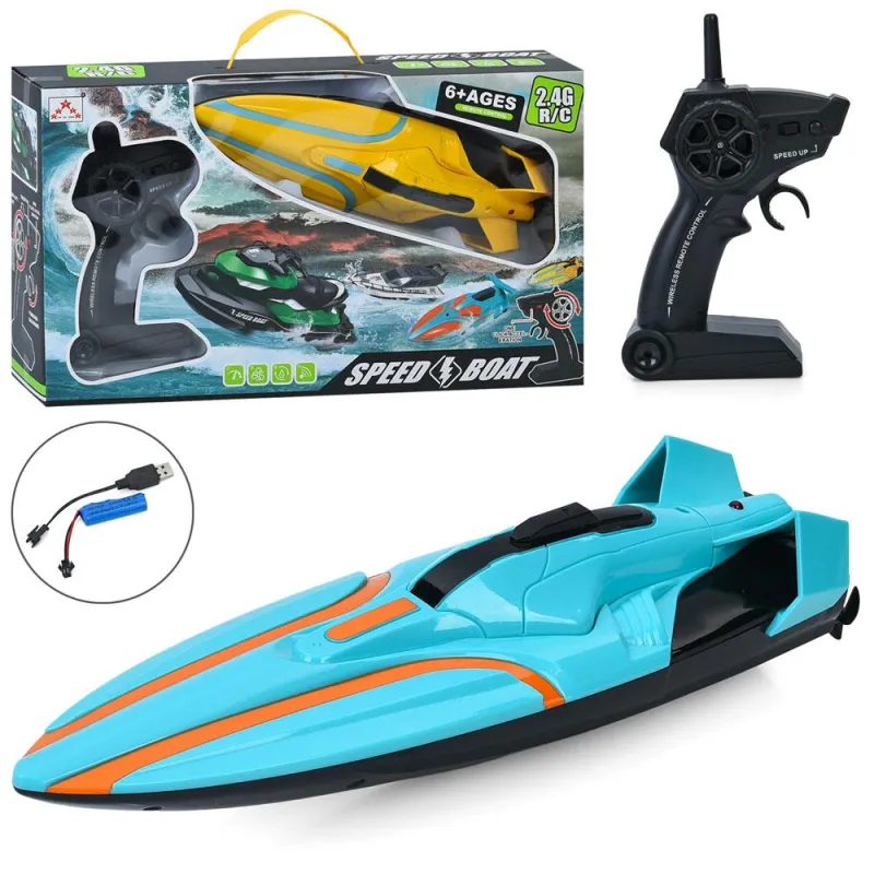 Катер на радиоуправлении Speed Boat скоростная лодка на аккумуляторе 2.4 GHz голубой