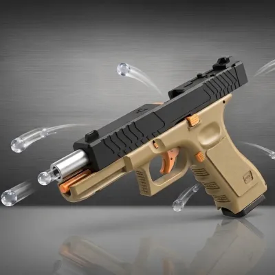 Игрушечный пистолет Глок на орбизах с автоматическим выбросом гильз Glock 18 детский орбизный пистолет с глушителем