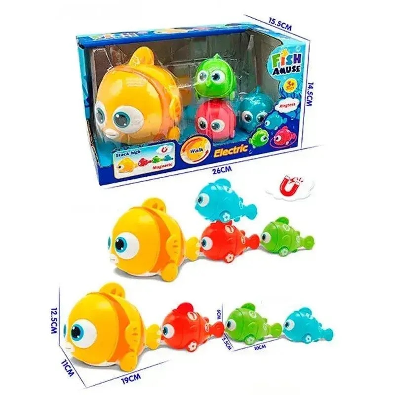 Детская магнитная игрушка-каталка Рыбки Fish Amuse 4 шт Развивающий игровой поезд из рыбок на магните