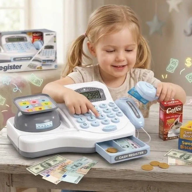 Дитяча каса супермаркет Cash Register касовий апарат з калькулятором та сканером, вагами та аксесуарами 18дет