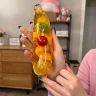 Сквиш банан 16 см прозрачный банан с фруктами внутри игрушка-антистресс, игрушка для сжимания фруктовый банан