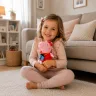 Плюшевая Свинка Пеппа с фотоаппаратом 19 см в красном костюме с бантиком Peppa Pig мягкая игрушка