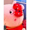 Плюшевая Свинка Пеппа с фотоаппаратом 19 см в красном костюме с бантиком Peppa Pig мягкая игрушка