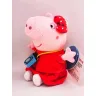 Плюшевая Свинка Пеппа с фотоаппаратом 19 см в красном костюме с бантиком Peppa Pig мягкая игрушка