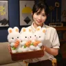 Плюшевый зайчик с морковкой 25 см мягкая игрушка белый кролик для девочки, игрушка-обнимашка заяц с морковью