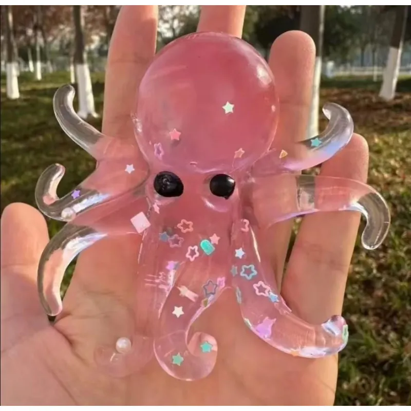 Сквиш Осьминог игрушка антистресс Осьминожка розовый эластичный Octopus с тянущимися щупальцами, игрушка мялка
