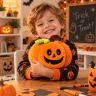 Плюшевая тыква 17 см мягкая игрушка тыква Хеллоуин для декора Halloween Pumpkin игрушечная тыковка оранжевая с улыбкой