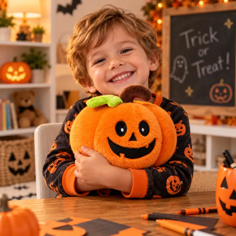 Плюшевая тыква 17 см мягкая игрушка тыква Хеллоуин для декора Halloween Pumpkin игрушечная тыковка оранжевая с улыбкой