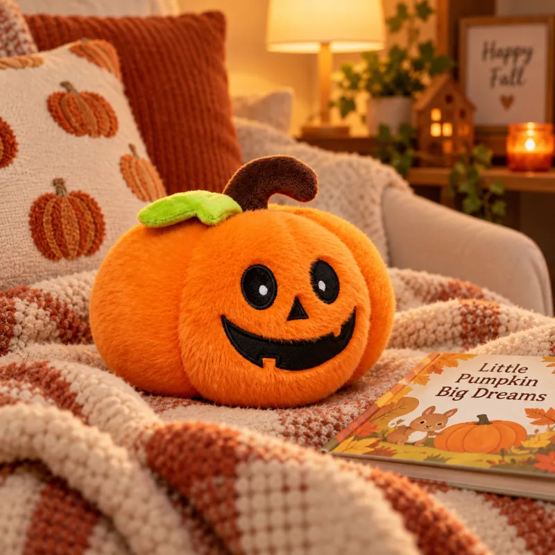 Плюшевая тыква 17 см мягкая игрушка тыква Хеллоуин для декора Halloween Pumpkin игрушечная тыковка оранжевая с улыбкой