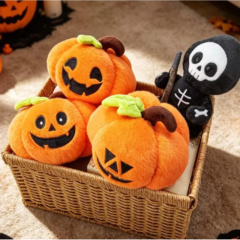 Плюшевая тыква 17 см мягкая игрушка тыква Хеллоуин для декора Halloween Pumpkin игрушечная тыковка оранжевая с улыбкой