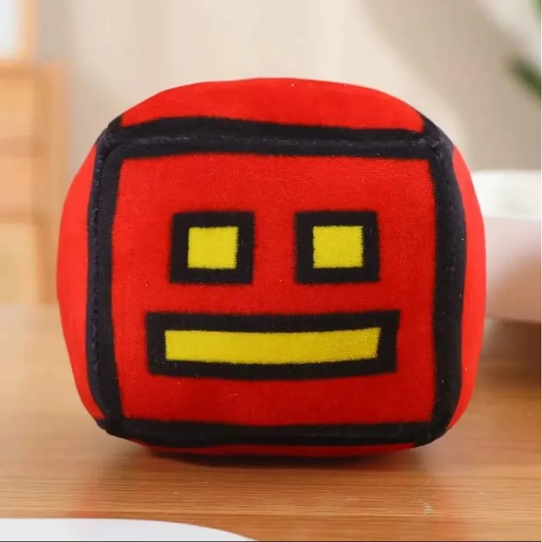 Мягкая игрушка Геометрия Даш Куб 12 см Geometry Dash Cube мини-подушка плюшевый кубик красный