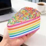 Сквиш Тортик антистресс игрушка кусок торта с посыпкой 14 см, радужный кусочек торта медленного восстановления