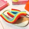 Радужный сквиш конфета 10,5 см игрушка антистресс сквиш желейная конфетка в сахаре, длинный сквиш-желейка