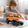 Игрушечный инерционный джип-пикап 6х6 Spray Vehicle со звуком, светом и холодным паром выхлопом желтый