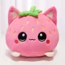 Клубничный котик мягкая игрушка 20 см, плюшевый розовый котик в виде клубнички, kawaii котенок с большими глазами
