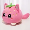 Клубничный котик мягкая игрушка 20 см, плюшевый розовый котик в виде клубнички, kawaii котенок с большими глазами