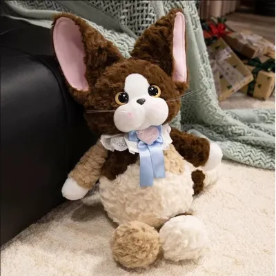М'яка іграшка котик Девон-рекс 45 см плюшевий кіт Devon Rex коричневий з наповнювачем ПП бавовна для ігор та обіймів