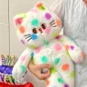 М'яка іграшка котик у горох 45 см плюшевий кіт у горошок з наповнювачем ПП бавовна, м'яке іграшкове кошеня біле
