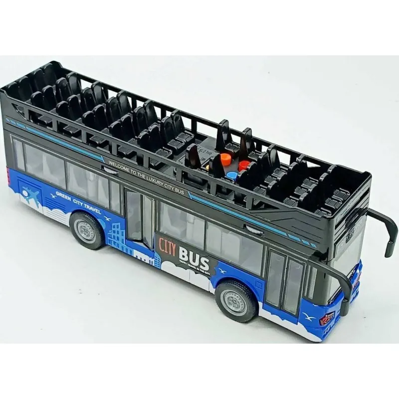 Автобус двухэтажный Istoys Sity Bus 30см свет/ звук, инерционный 1:16, синий