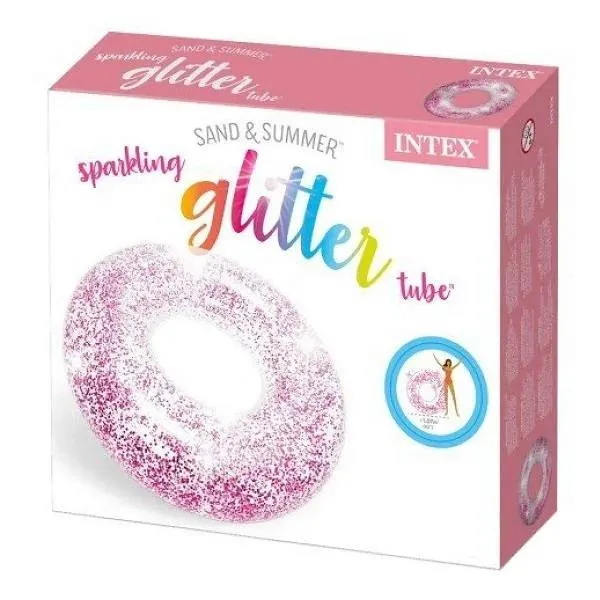 Надувной круг Intex Прозрачный блеск розовый 107x27см 56274